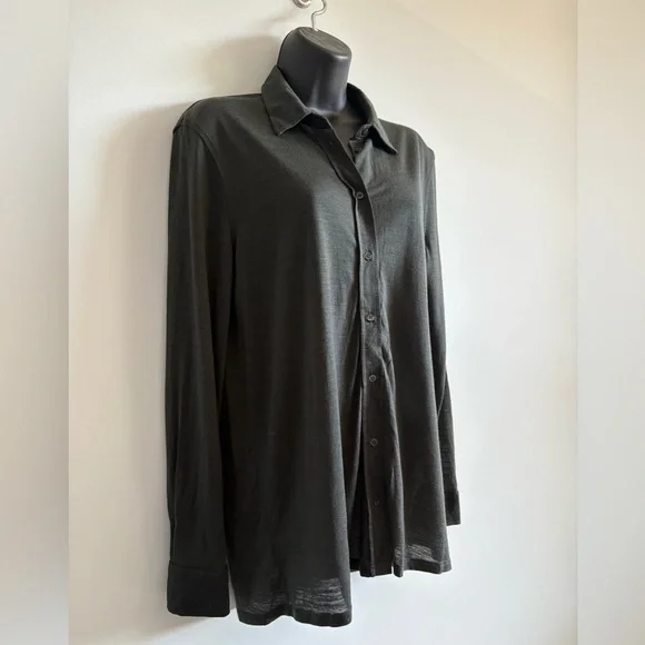 Massimo Dutti Dark Khaki Green Top | Size Medium - Picture 2 of 9